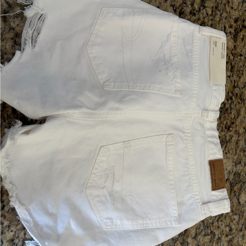 American Eagle Outfitters White Distressed High-Rise Jean Shorts - NWT